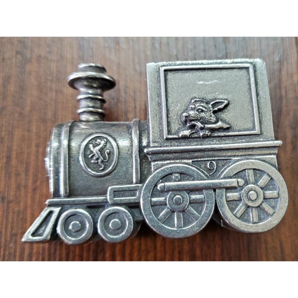 Mini Pewter Train Engine Box 2.5x1.5" Open top Whimsey Engineer Dog Unmarked 1pc